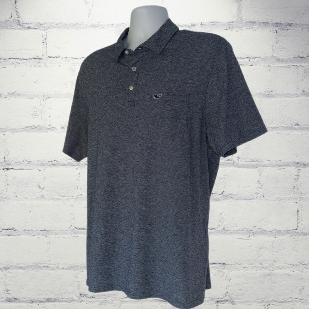 Vineyard Vines Heather Blue Edgartown Golf Polo Men’s Size Large - Short Sleeve